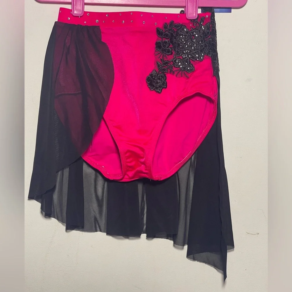 Double Platinum Hot Pink Black 2-PC Dance Costume Crop Top & Briefs Lyrical Jazz